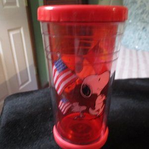 Cool Gear Insulated Peanuts Snoopy Woodstock American Flag Cup Tumbler Plastic